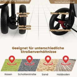 2 Etagen Hundewagen bis 16 kg Hundebuggy mit Netzfenstern Getränkehalter Grau