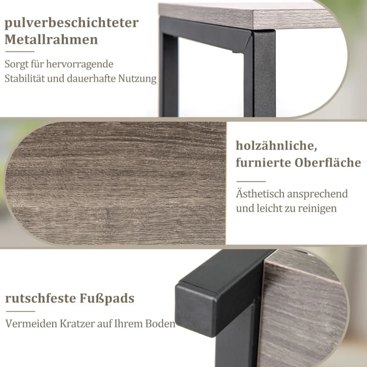 3 Etagen Metall-Pflanzenständer mit Kippsicherung Holz Blumenständer 30,5 x 30,5 x 91,5 cm