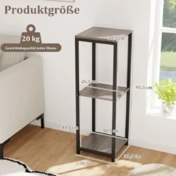 3 Etagen Metall-Pflanzenständer mit Kippsicherung Holz Blumenständer 30,5 x 30,5 x 91,5 cm