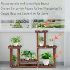4 Etagen-Pflanzenständer Blumentopf Halter Pflanzen Ausstellungsregal 95 x 25 x 73 cm Natur
