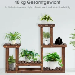 4 Etagen-Pflanzenständer Blumentopf Halter Pflanzen Ausstellungsregal 95 x 25 x 73 cm Natur