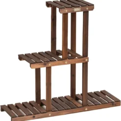 3 Etagen-Solider Hölzerner Pflanzenständer Blumentopf Halter 81 x 25 x 75 cm Natur