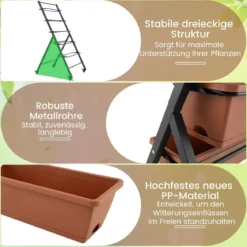 5 Etagen Vertikales Hochbeet mit Rollen Blumenbeet mit Pflanzkästen Blumenkasten