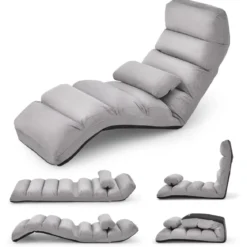 5-fach Einstellbare Relaxliege mit Rückenlehne Klappbare Relaxsessel 175 x 55 x 20 cm Grau