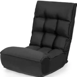 4-fach verstellbarer Boden-Klappstuhl gepolstertes Gaming-Bodensofa Schwarz