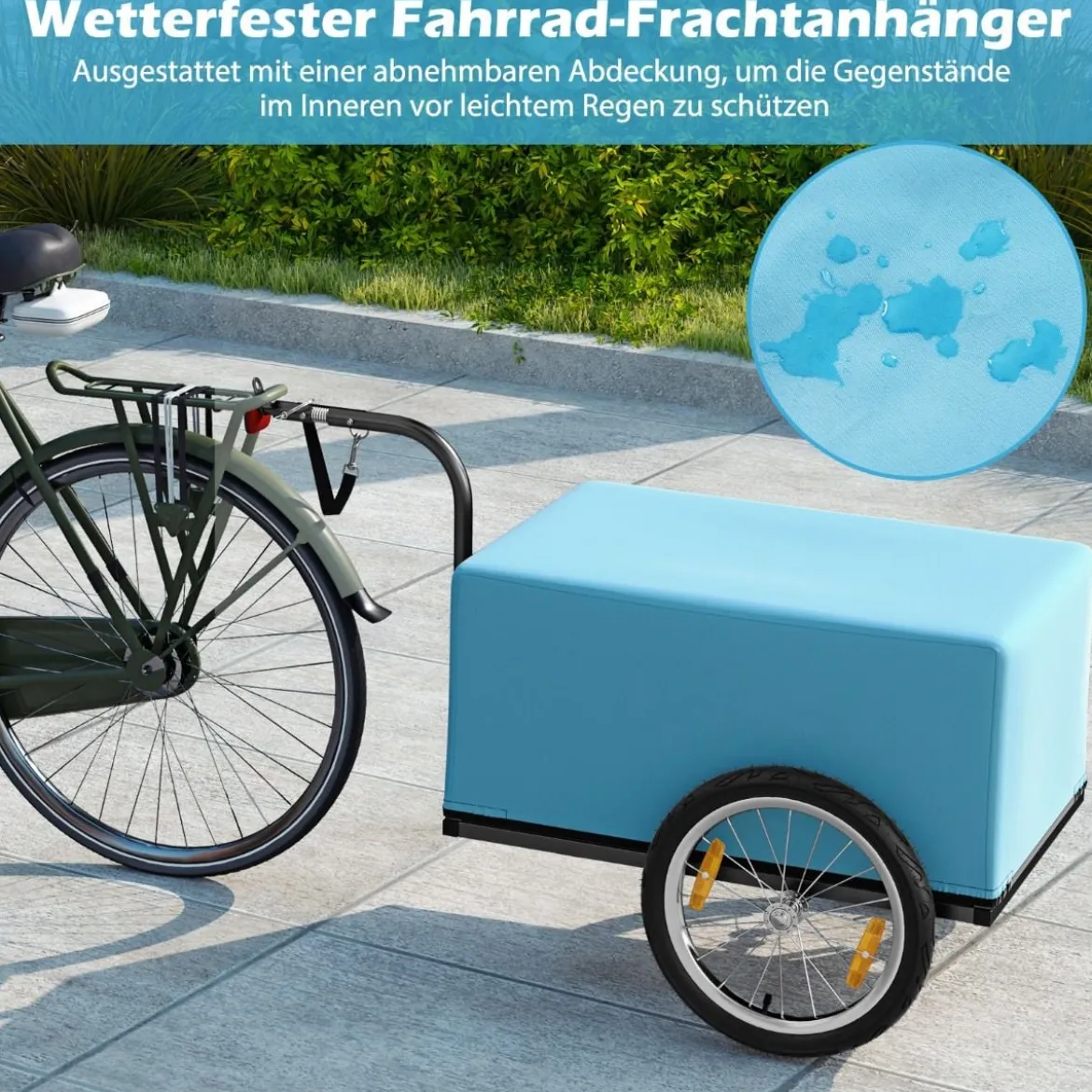 Fahrradanhänger Lastenanhänger Klappbar mit Abdeckung & Kuppler & Reflektoren 145,5 x 61 x 58 cm