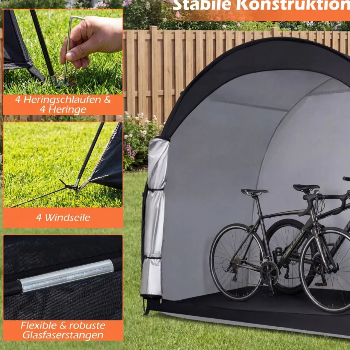 Fahrradgarage für 2 Fahrräder mit Rolltür & Tragetasche Wetterfestes & Wasserdichtes Fahrradzelt
