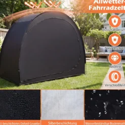 Fahrradgarage für 2 Fahrräder mit Rolltür & Tragetasche Wetterfestes & Wasserdichtes Fahrradzelt