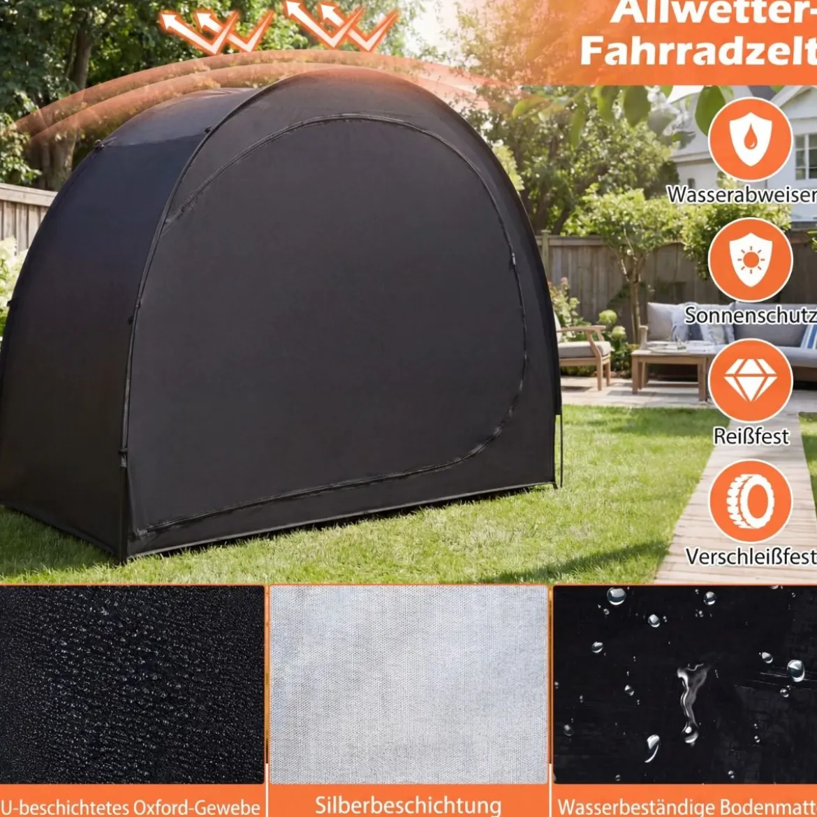 Fahrradgarage für 2 Fahrräder mit Rolltür & Tragetasche Wetterfestes & Wasserdichtes Fahrradzelt