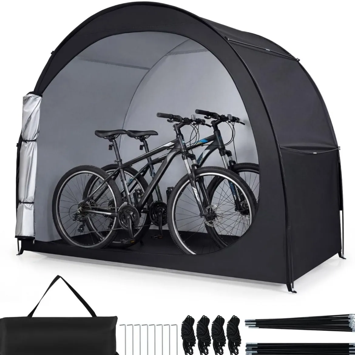 Fahrradgarage für 2 Fahrräder mit Rolltür & Tragetasche Wetterfestes & Wasserdichtes Fahrradzelt