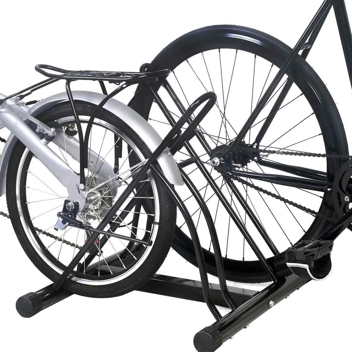 Fahrradständer Bodenparker für 2 Fahrräder Schwarz 60 x 53 x 56 cm