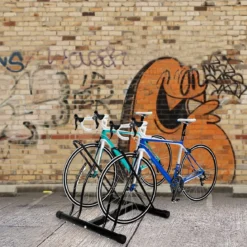 Fahrradständer Bodenparker für 2 Fahrräder Schwarz 60 x 53 x 56 cm