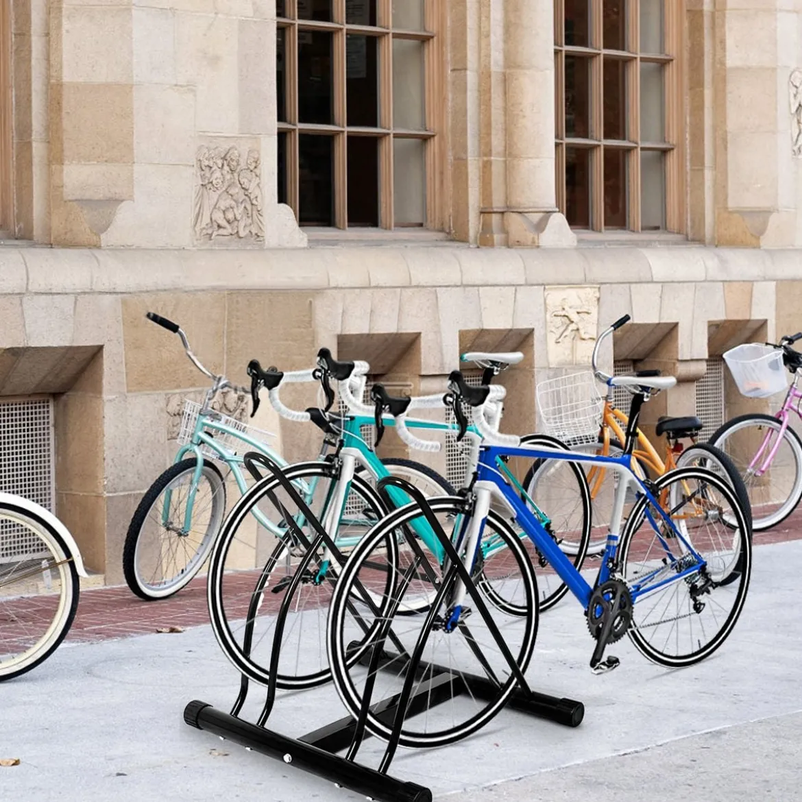 Fahrradständer Bodenparker für 2 Fahrräder Schwarz 60 x 53 x 56 cm