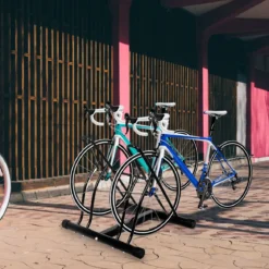 Fahrradständer Bodenparker für 2 Fahrräder Schwarz 60 x 53 x 56 cm