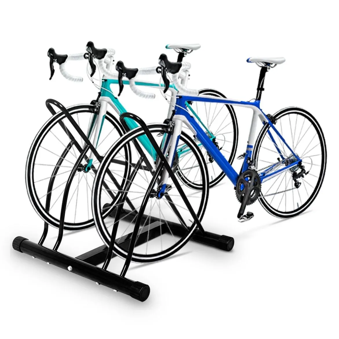 Fahrradständer Bodenparker für 2 Fahrräder Schwarz 60 x 53 x 56 cm
