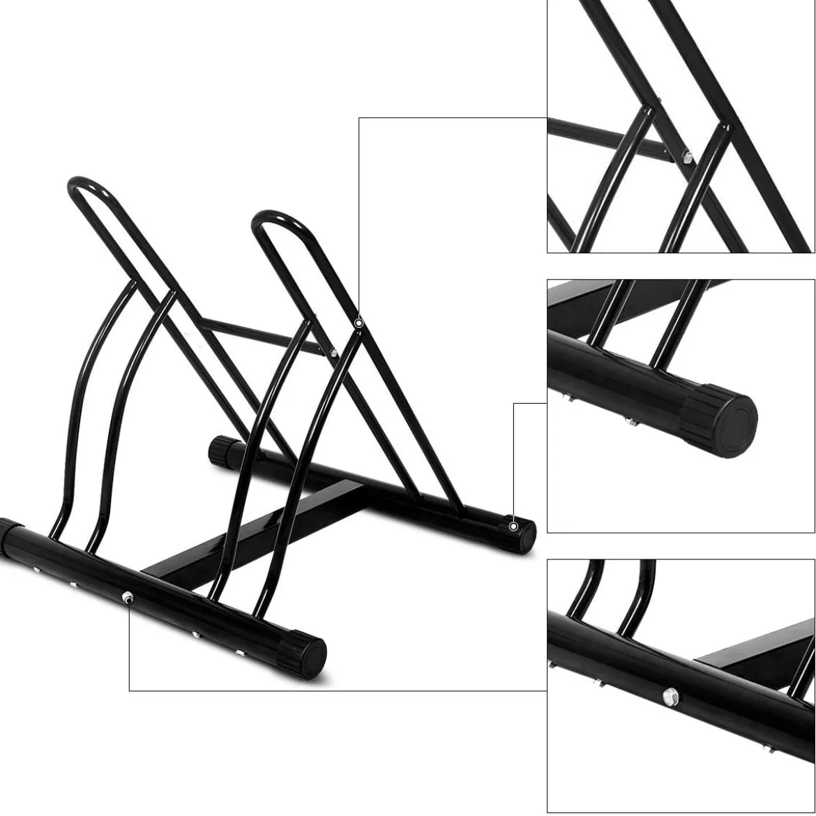 Fahrradständer Bodenparker für 2 Fahrräder Schwarz 60 x 53 x 56 cm