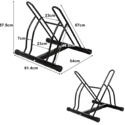 Fahrradständer Bodenparker für 2 Fahrräder Schwarz 60 x 53 x 56 cm
