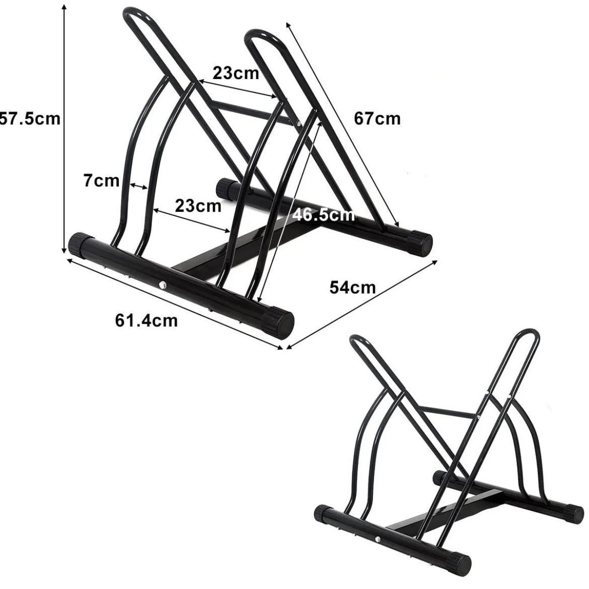 Fahrradständer Bodenparker für 2 Fahrräder Schwarz 60 x 53 x 56 cm