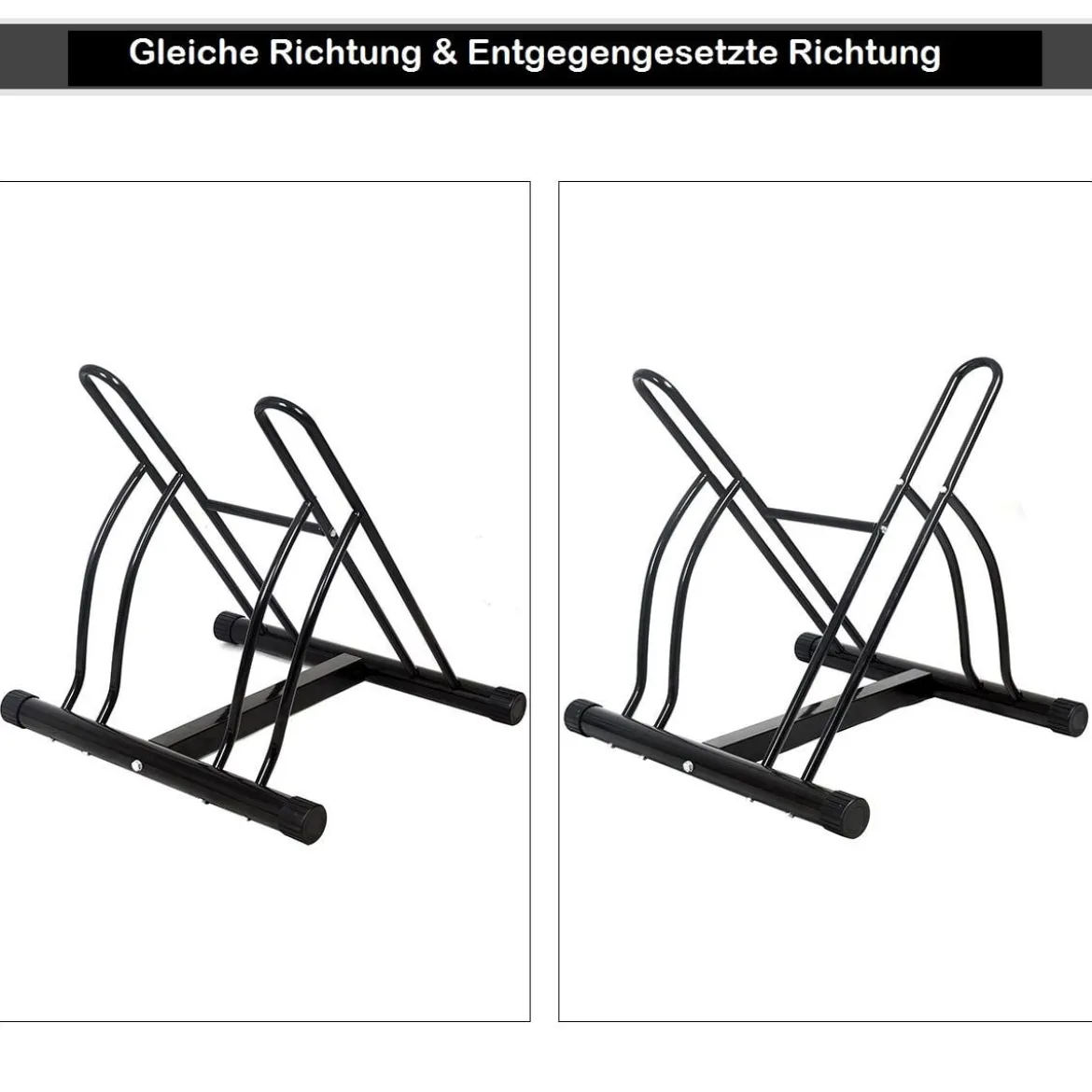 Fahrradständer Bodenparker für 2 Fahrräder Schwarz 60 x 53 x 56 cm