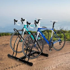 Fahrradständer Bodenparker für 2 Fahrräder Schwarz 60 x 53 x 56 cm