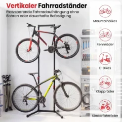 Fahrradständer für 4 Fahrräder Freistehender Fahrradhalter mit Verstellbaren Haken