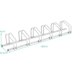 Fahrradständer für 6 Räder Mehrfachständer Stahl Bodenständer Aufstellständer Silber