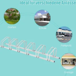 Fahrradständer für 6 Räder Mehrfachständer Stahl Bodenständer Aufstellständer Silber