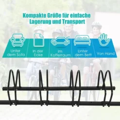 Fahrradständer Standparker Bodenständer Aufstellständer mit 4 Fahrrad Stellplätze Mehrfachständer Stahl Schwarz
