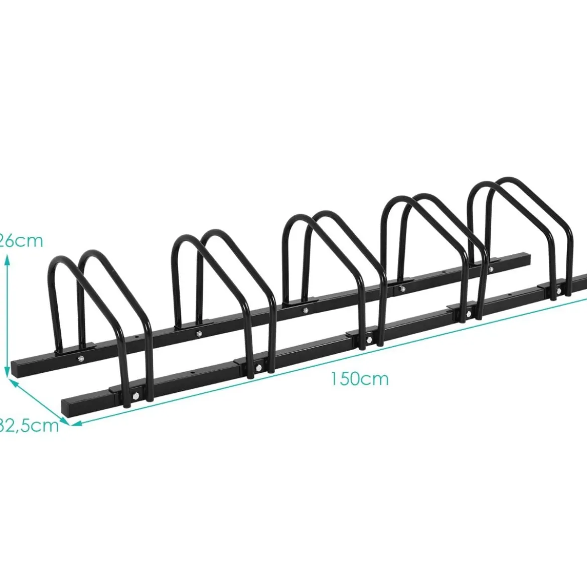 Fahrradständer Standparker Bodenständer Aufstellständer mit 5 Fahrrad Stellplätze Schwarz/Silbern