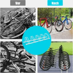 Fahrradständer Standparker Bodenständer Aufstellständer mit 5 Fahrrad Stellplätze Schwarz/Silbern