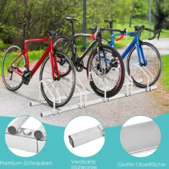 Fahrradständer Standparker Bodenständer Aufstellständer mit 5 Fahrrad Stellplätze Schwarz/Silbern
