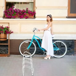 Fahrradständer Standparker Bodenständer Aufstellständer mit 5 Fahrrad Stellplätze Schwarz/Silbern
