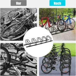 Fahrradständer Standparker Bodenständer Aufstellständer mit 5 Fahrrad Stellplätze Schwarz/Silbern
