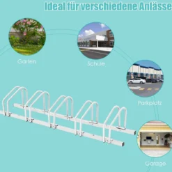 Fahrradständer Standparker Bodenständer Aufstellständer mit 5 Fahrrad Stellplätze Schwarz/Silbern