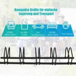 Fahrradständer Standparker Bodenständer Aufstellständer mit 5 Fahrrad Stellplätze Schwarz/Silbern