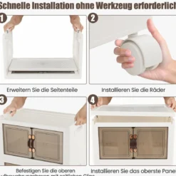 Faltbare Aufbewahrungsbox mit Deckel 316 L Boxen Aufbewahrung 5er Set Kunststoffbox stapelbar 169 x 59,9 x 37,5 cm Weiß