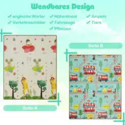 Faltbare Baby Krabblematte aus XPE Material Doppelseitige Spielmatte Babymatte Spielteppich