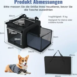 Faltbare Hundebox mit 2 Öffnungen & Fenster & Netzkorb Hund Transportbox Hundetasche