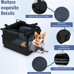 Faltbare Hundebox mit 2 Öffnungen & Fenster & Netzkorb Hund Transportbox Hundetasche