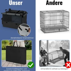 Faltbare Hundebox mit 2 Öffnungen & Fenster & Netzkorb Hund Transportbox Hundetasche