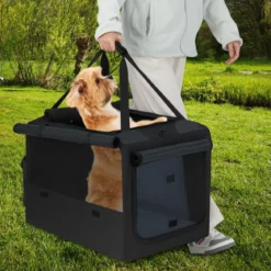 Faltbare Hundebox mit 2 Öffnungen & Fenster & Netzkorb Hund Transportbox Hundetasche