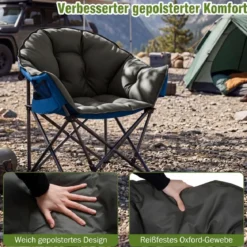 Faltbarer Campingstuhl 227KG Belastbar Gepolsterter Klappstuhl Übergroßer Angelstuhl Grün