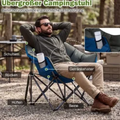 Faltbarer Campingstuhl 227KG Belastbar Gepolsterter Klappstuhl Übergroßer Angelstuhl Grün