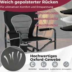 Faltbarer Campingstuhl mit Wippfunktion & Getränkehalter & Seitentasche Angelstuhl