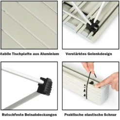 Faltbarer Camping-Tisch Alu Leichterund zusammenklappbarer Aluminium-Tisch Picknick-Tisch 40 x 35 x 32cm weiß