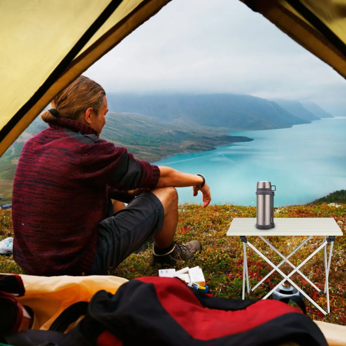 Faltbarer Camping-Tisch Alu Leichterund zusammenklappbarer Aluminium-Tisch Picknick-Tisch 40 x 35 x 32cm weiß
