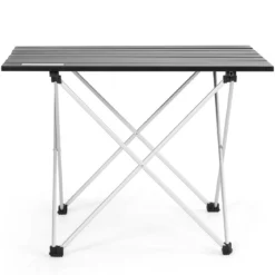 Faltbarer Camping-Tisch aus AluminiumLeichter und zusammenklappbarer Aluminium-Tisch 56 x 41 x 41 cm Schwarz