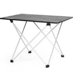 Faltbarer Camping-Tisch aus AluminiumLeichter und zusammenklappbarer Aluminium-Tisch 56 x 41 x 41 cm Schwarz