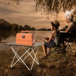 Faltbarer Camping-Tisch aus AluminiumLeichter und zusammenklappbarer Aluminium-Tisch 56 x 41 x 41 cm Schwarz