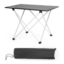 Faltbarer Camping-Tisch aus AluminiumLeichter und zusammenklappbarer Aluminium-Tisch 56 x 41 x 41 cm Schwarz